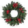 Artificial Fir wreath STAVANGER, spruce, berries, cones, green-red, Ø20"/50cm