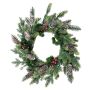Artificial Christmas wreath NARVIK, berries, cones, green-red, Ø50cm