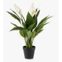 Artificial Spathiphyllum RANIESO, decorative pot, flowers, white, 22"/55cm
