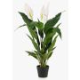 Artificial spider plant RANIESO, decorative pot, flowers, white, 35"/90cm
