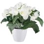 Artificial flower Begonia TROVEN in decorative pot, white, 9"/24cm
