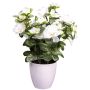 Artificial flower Azalea FRALVI in decorative pot, white, 10"/26cm