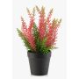 Artificial heather ELSAWO in a decorative pot, crossdoor, pink, 12"/30cm