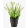 Artificial heather ELSAWO in decorative pot, crossdoor, white-green, 30cm