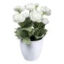 Artificial flower Ranunculus SLIVOR in melamine planter, white, 8"/20cm
