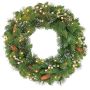 Artificial Fir wreath WISCONSIN, decorated gold, glitter, LEDs, Ø24"/60cm