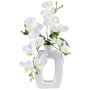 Artificial Phalaenopsis orchid DRUKLON, ceramic vase, roots, white, 16"/40cm