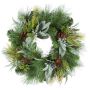 Artificial wreath of fir, pine and mistletoe JIKRA, cones, green, Ø18"/45cm