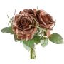 Artificial bouquet of roses JILDA with glitter, dark brown, 12"/30cm