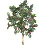 Artificial holly bunch NALFO with berries, frosted, glitter, green-red, 14"/35cm