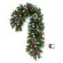 Artificial fir arrangement with candy cane MARLIES, snow-covered, with fruits, LEDs, 30"x18"/75x45cm