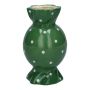 Bulbous single stem vase in the shape of a sweet AMIEL made of ceramic, with polka dots, green-white, 6"/15cm, Ø3.3"/8,5cm