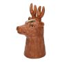 Single stem vase in the shape of a stag ELWINO made of ceramic, brown, 6.9"x5.5"x12"/17.5x14x30cm