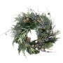Artificial fir wreath STOCKTON, green, snow-covered, LEDs, Ø24"/60cm