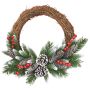 Artificial fir wreath MARLIES, green, snow-covered, fruits, Ø16"/40cm