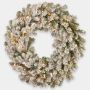 Artificial fir wreath LINZ, white, snow-covered, LEDs, Ø30"/75cm