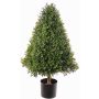Artificial boxwood pyramid TOM, crossdoor, natural trunk, 35"/90cm
