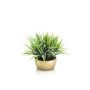 Artificial reed grass NIBORI in golden ceramic bowl, green, 14"/35cm