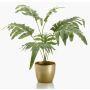 Artificial phlebodium SCORPI in golden ceramic pot, green-grey, 26"/65cm