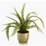 Artificial sword fern ARVO in golden ceramic pot, green, 24"/60cm, Ø28"/70cm