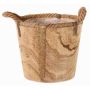 Wooden planter DABIH with rope handles, brown, 9"/22cm, Ø9"/24cm