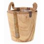 Wooden planter DABIH with rope handles, brown, 7.5"/19cm, Ø8"/20cm