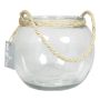 Glass globe vase DAVY with handle, clear, 6"/15cm, Ø7"/18cm