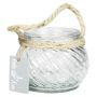 FIDELMA glass table lamp, ribbed, clear, 9 cm, Ø 11.5 cm