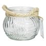 FIDELMA glass candle holder, wavy grooves, clear, 9 cm, Ø 11.5 cm