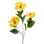 Artificial hibiscus branch AMADOU with flowers, yellow, 31"/80 cm