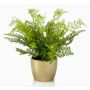 Artificial lady fern HANNU in ceramic pot gold, green, 16"/40 cm