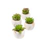 Artificial succulents LOYE in marble pot, 4 pieces, green, 5"-6"/13-15 cm
