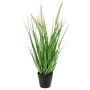 Plastic fountain grass UBON with panicles, decorative pot, green, 20"/50cm