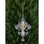 Acrylic ornament Heraldic lily AZARIEL, glitter, transparent-gold, 5.9"/15cm
