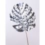 Philodendron Monstera Deliciosa artificial leaf AMETS, silver, 35"/90cm