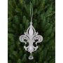 Acrylic pendant heraldic lily AZARIEL, glitter, silver, 5.9"/15cm