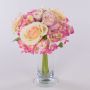 Artificial flower bouquet FOUDILA, roses, hydrangeas, cream-pink, 10"/25cm