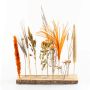 Dried flowers on wooden plate MICHAEL, orange-green, 40x7x35cm