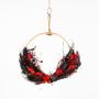 Dried flowers wreath GALENO on ring, red-black, 36,5cm, Ø30cm