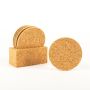 Round glass coaster made of cork NANEA with stand, 6 pieces, natural, Ø3.5"/9cm, thickness 0.2"/0,5cm