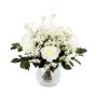 Rose bouquet ELLI with baby's breath and leaves, cream-light pink, 14"/35cm, Ø12"/30cm