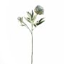 Artificial flower branch Peony GALENE, Eco Collection, grey-light blue, 26"/65cm, Ø4"/10cm