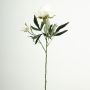 Artificial flower branch Peony GALENE, Eco Collection, white-purple, 26"/65cm, Ø4"/10cm