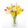 Artificial spring bouquet MANULA, narcissus, yellow-fuchsia-white, 16"/40 cm, Ø 12"/30 cm