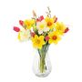Artificial spring bouquet MANULA, narcissus, yellow-fuchsia-white, 16"/40 cm, Ø 12"/30 cm