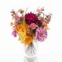 Artificial autumn bouquet KALENA, dahlia, zinnia, violet-orange, 18"/45cm, Ø16"/40cm
