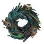 Natural decoration Wreath of peacock feathers NORDIAN, natural, Ø24"/60cm