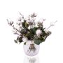Artificial bouquet BELLANA made of cotton, white-blue-green, 14"/35cm, Ø14"/35cm