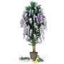 Decorative wisteria MALENKA, natural stems, with flowers, purple, 5ft/150cm - Made in Italy