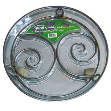 Round plastic plant pot saucer DUNIK, patterned, with wheels, grey, 3.5"/9cm, Ø13"/32cm